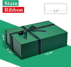 LIFELUM Green Gift Box for Presents 1 Pack 13.85 x 8.35 x 4.45 inch Big Decorative Gift Box for Clothes with Magnetic Lids Luxury Accessories Card, Ribbon, Filler,Sticker Christmas