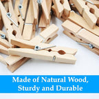 OBTANIM 100 Pack Wooden Clothespins 4 Inch Heavy Duty Clothes Clips for Hanging Clothes Art, Crafts, Photo Outdoor Pictures Displays