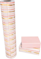 WRAPAHOLIC 30 Inch Reversible Wrapping Paper Roll - 30 Inch X 100 Feet Jumbo Roll Pink and Gold Lines Print for Birthday, Holiday, Wedding, Baby Shower and More Occasions