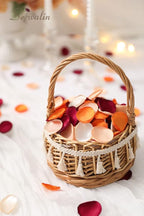 Serwalin 300Pcs Silk Rose Petals Flower Petals for Weddings Burgundy Gold White Petals Fake Orange Petals for Aisle Flower Girl Basket Bridal Shower Table Decor (4 Color Mixes)