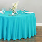 LTC LINENS 2 Pack 120 Inch Round Tablecloth Turquoise - Great for 60 Inch Round Table Floor Length - Washable, Wrinkle Resistant Polyester Fabric Cloth for Parties