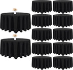 12 Pack Black Round Tablecloth 90 Inch Black Table Cloth Stain and Wrinkle Resistant Reusable and Washable Polyester Fabric Table Covers for Buffet Wedding Party and Banquet