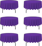 BRILLMAX 6 Pack Purple Round Tablecloths 90 Inch - Circle Bulk Linen Polyester Fabric Washable Table Cloth Cover for Wedding Reception Banquet Birthday Party Buffet Restaurant