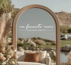 Our Favorite People Vinyl Decal, Please Find Your Seat Sign for Wedding Reception Wedding Vinyl Decal Seating Chart Sticker for Mirror, Your Seat Awaits (White, Width 17 inch)