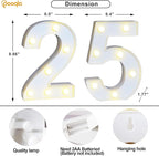 Pooqla 25th Birthday Decoration for Her Him, Decorative LED Light Up Numbers, Marquee Numbers 25 Sign for Party Backdrop 25th Wedding Anniversary Decor, Warm White and Cool White Number 25