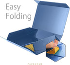 PACKHOME Extra Large Gift Box 17.5x11.3x4.3 Inches, Sturdy Shirt Box with Magnetic Lid for Clothes and Large Gifts (Glossy Blue)