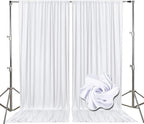 10ft x 10ft White Backdrop Curtains for Parties, Fabric Satin Background Curtain with Rod Pockets for Weddings, Birthday, Baby Shower, Photography, Graduation Party Backdrop Drapes, 2 Panels