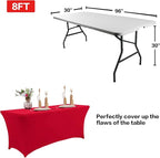 IVAPUPU 6FT Table Cloth for Rectangular Fitted Events Stretch Red Table Covers Washable Cover Spandex Tablecloth Protector for Party, Wedding, Cocktail, Banquet, Festival