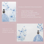 PONATIA 50 PCS Vellum Jackets for 5x7 Invitations - Vellum Paper 5x7 Jackets - 135GSM Blue Girl Butterfly Quinceanera Invitations Wraps - Transparent Cards