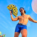 Kandies World UV Reactive Custom Festival Folding Hand Fan - Unique Designs, Made of Bamboo, Clacking Sound, Lightweight - Perfect Rave and Festival Accessory!