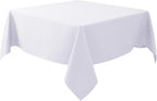 Biscaynebay Textured Fabric Square Tablecloths 60x60 Inches, White Water Resistant Table Cloth Small Card Folding Table Covers Linen for Dining, Kitchen, Wedding and Parties etc. Machine Washable