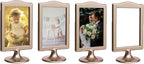 NahNah Double Sided Standing Picture Frames - (Gold, 4 Count) 4x6 Inch, Plastic Pedestal Photo Frame with Inserts and Base - 2 Sided Tabletop Vertical Display Frame for Wedding Table Bridal