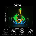 Palm Tree Beer Bottle Neon Sign Dimmable LED Neon Light for Wall Decor, Neon Light Up Signs for Man Cave Pub Store Party Club LED Lights Decor