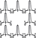 8PCS Premium Black Iron Plate Stands for Display 4 Inch, Decorative Solid Metal Plate Holders for Displaying, Mini Easel, Frame, Book, Card, Plaque, Bowl, Picture Stands for Display