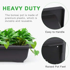 GROWNEER 6 Pack 9 Inch Bonsai Pots with Drainage Humidity Trays, Bonsai Tree Training Kits with 1 Repotting Mat, Rectangle Planter Plants Container Growing Pot for Garden Outside Indoor