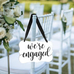 Acrylic Wedding Sign, Ring Bearer Sign, We're Engaged Decorations, for Rustic Wedding Decor Signs, Acrylic Hanging Signs With Ribbon for Chairs Weddings Reception Decorations and Event Party (White)
