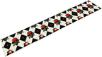 Vintage Rose Table Runner, Red Rose Hearts Black White Checkered Background Table Runner for Kitchen Dinning Table Runner Decor Home Wedding Party Holiday, 13x90 Inch