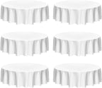 Fitable Faux Linen Round Tablecloths 90 Inch, 6 Pack - Fabric Textured Table Clothes for Round Folding Tables, Washable Neutral Table Covers for Wedding, Party, Banquet, Birthday, White