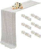 Ivory White 6 Pack Cheesecloth Table Runner 120 Inch 10 FT Boho Rustic Gauze for Wedding Baby Shower Party Farmhouse Summer Home Decor Washable