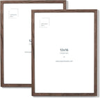 Opposite Wall - 12x16 in - Dark Solid Oak Wood Picture Frame - Lightweight, Versatile & Shatterproof - Wall Hanging Poster or Photo Frame - Wall Decor for Office, Gallery & Home - 2 Pack