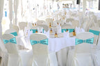 Chair Sashes Sequin Stretch Chair Bands Spandex Polyester Bows for Party Hotel Wedding Banquets Decoration - 6 Pcs Aqua