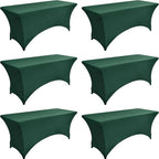6-Pack 6ft Spandex Table Covers for Rectangle Standard Folding Tables - Wrinkle Resistant Stretch Tablecloths - Ultimate Fitted Table Protector for Parties, Trade Shows, Wedding