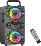 Portable Bluetooth Speakers 60W Big Powerful Wireless Loud Stereo Bass Sound Boombox Home Party Speaker with Subwoofer, FM Radio, LED Colorful Lights