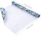 WRAPAHOLIC Kraft Floral Wrapping Paper - Mini Roll - 17 Inch x 16.5 Feet - Dusty Blue Flower and Butterfly Design for Wedding, Birthday, Bridal Shower, Tea Party, Drawer Liners, Home Closet Shelves