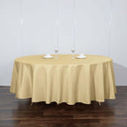 Efavormart Round Tablecloth, 108 Inch Stain & Wrinkle Resistant Washable Table Cloth, Decorative Polyester Fabric Table Cover for Banquet, Wedding, Dining- Champagne