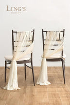 Ling's moment Wedding Chair Sashes Cover Aisle Decorations Draping Fabric Wrinkle-Free with Tie 16 Pcs Boho White Beige for Party Ceremony Reception Floral Arrangement Banquet Outdoor Decor