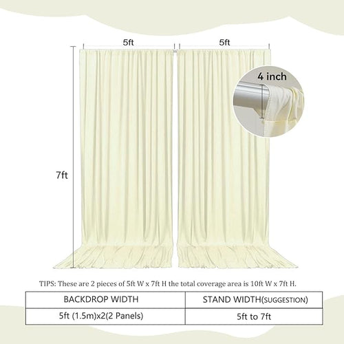 2 Panels Beige Backdrop Curtain, 10 x 7 Feet Background Curtains for Parties, Weddings, Baby Showers, Bachelorette Halloween, Christmas Birthday Party Photoshoot Backdrop Curtains Decorations