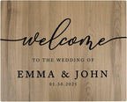 Andaz Press Large Wooden Welcome Sign for Wedding, Rustic Welcome Sign 16" x 20" Custom Names & Date, Woodland Wedding Signage, English Oak MDF Wood Finish Wedding Reception Indoor Outdoor Signs