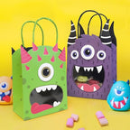 Cheerland Monster Party Favor Gift Bags Halloween Goodie Bag Monster Birthday Party Decorations Bag Summerween Candy Trick Or Treat Paper Goodie Bags Cartoon Themed Kids Theme Party Supplies 8 Pcs