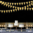 40Ft Gold Party Decoration Triangle Flag Banner Double Sided Metallic Paper Pennant Bunting Garland for Graduation Wedding Bridal Shower Birthday Bachelorette Engagement Anniversary Hen Party Supplies