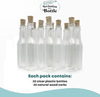 Plastic Bottles & Corks Set (20) - Clear PET Plastic Potion Bottles with Cork - Small Bottles with Cork & Tiny Jars with Cork Bottles, Message in Plastic Bottle, DIY Crafts
