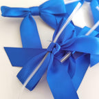 50pcs/Bag 3-1/2" Blue Satin Ribbon Bows with Twist Ties for 4th of July Independence Day Gift Wrapping Packing Holiday Decoration(Blue)