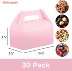 UnicoPak 30 Pack Pink Gable Treat Boxes, Party Favor Boxes, Candy Gift Boxes for Snacks, Candy, Toys, Birthday Party, Wedding, Halloween, Christmas – 6.5x3.5x3.5 Inches