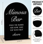 Black Mimosa Bar Sign, Open Bar Signs, Wedding Engagement Bridal Shower Decor for Reception Ceremony Party, Weddings Acrylic Sign