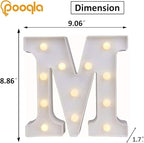 Pooqla LED Marquee Letter Lights, Warm White and Cool White Decorative Lighted Letters, Light Up Alphabet Letters for Boys Girls, Party, Wedding, Bar, Night Light, Birthday Decoration, Letter M
