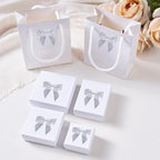 2.5" Hgzgch White Satin Ribbon Bow for Gift Wrapping, Premade Bows for Crafts, Cake, Party Favors, Handmade Bows with Double-Sided Tape, Self Adhesive Gift Bows for Presents, Treats, Christmas - 50pcs