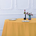 Ascoza 2pack 90 Inch Gold Round Tablecloth in Washable Polyester Fabric for Wedding/Banquet/Restaurant/Parties
