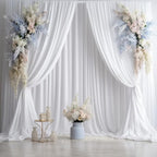 10ftx15ft Wrinkle Free White Backdrop Curtain, 2 Panels 15FT Height White Wedding Backdrop Drapes, Silky Polyester Back Drop Cloth for Birthday Photography Background Party Backdrop Draping