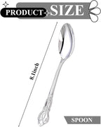 30PCS Silver Plastic Spoons - Silver Spoons Disposable - 8.1 Inch Heavy Duty Plastic Silverware - Heavyweight Elegant Disposable Utensils for Catering, Parties, Dinners, Weddings