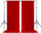 10ft x 10ft Red Backdrop Curtains for Party Valentine's Day Arch Stage Wedding Ceremony Curtains Fabric Photography Backdrop for Baby Showers Rod Pocket Home Decoration, 5ft x 10ft, 2 Panels