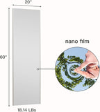 63"x20" Magnetic Mirror Lightweight Full-Length Mirror | Strong Adhesion, Easy Installation | Suitable for Refrigerators, Glass Walls, Wooden Doors, and More | 2.8LBS Ultra-Strong Support, White