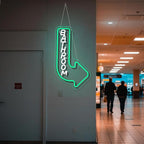 Looklight Bathroom Arrow Neon Signs for Wall Decor Green White LED Word Light Sign Right-Pointing Arrow Neon Light USB Light Up Letters Sign for Bathroom Bar Home Toilet Park Party Decor