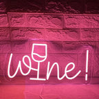 Wine Neon Sign Wine Cup Led Light Wedding Sign Home Party Bar Decor Shop Logo Welcome Sign Wall Décor USB Size:20inch