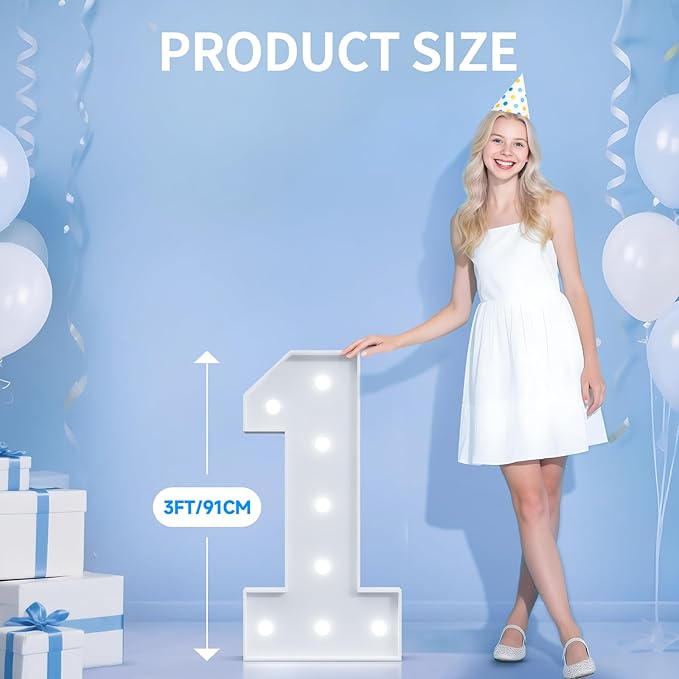 3FT Marquee Numbers 8 for 8th, 80th Birthday Party Decorations, Large Light Up Number 8 Sign for Anniversary Decor, Backdrop, Big Marquee Number, Pre-Cut Foam Board Kit