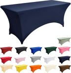2-Pack 6ft Spandex Table Covers for Rectangle Standard Folding Tables - Wrinkle Resistant Stretch Tablecloths - Ultimate Fitted Table Protector for Parties, Trade Shows, Banquet