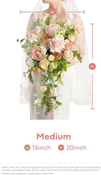 Ling's moment Pink Bride Bouquet - 15 Inch Wedding Blush Garden Artificial Flowers for Bride